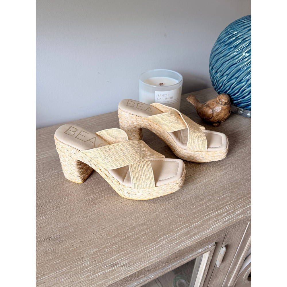 Beach by Matisse Caravan Raffia Platform Sandals Womens Natural Tan Size 9M